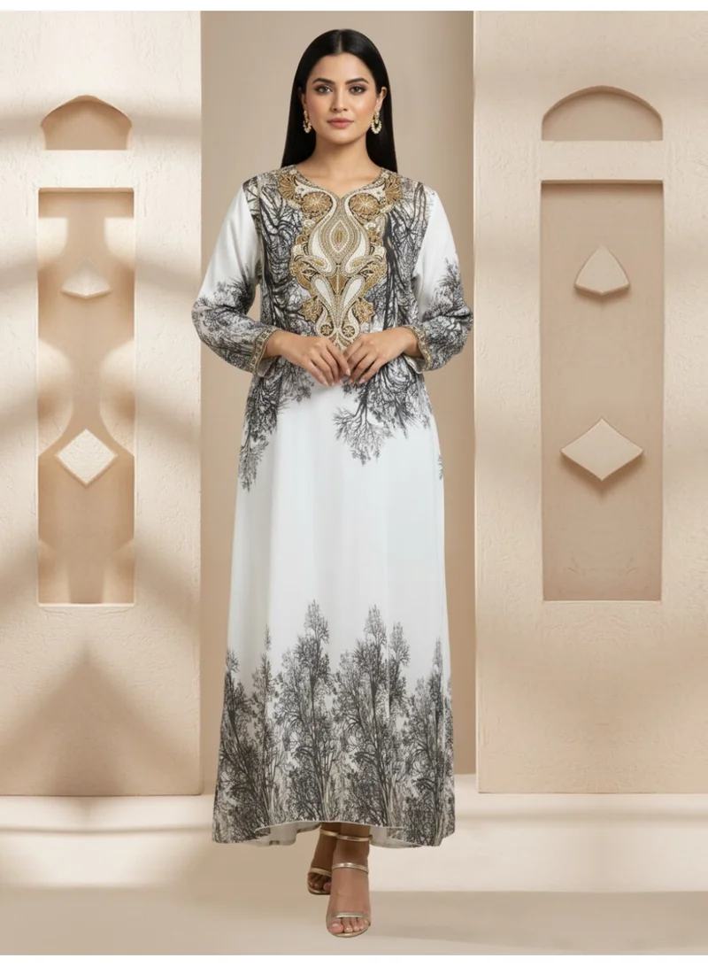 Alaya Women Floral Embroidered Chiffon Jalabiya-AL3830